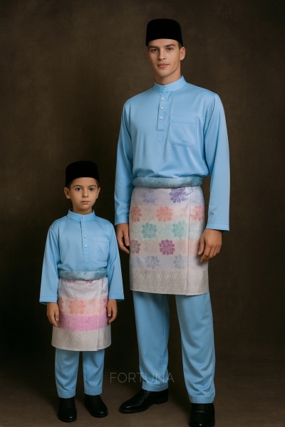 Baju Melayu Adam Adults (Soft Blue)