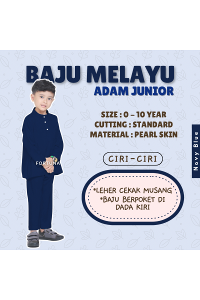 Baju Melayu Adam Kids - Navy Blue Baju Melayu Adam Kids - Navy Blue
