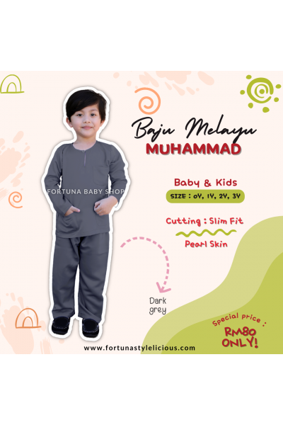 Baju Melayu Muhammad Dark Grey Baju Melayu Muhammad Dark Grey