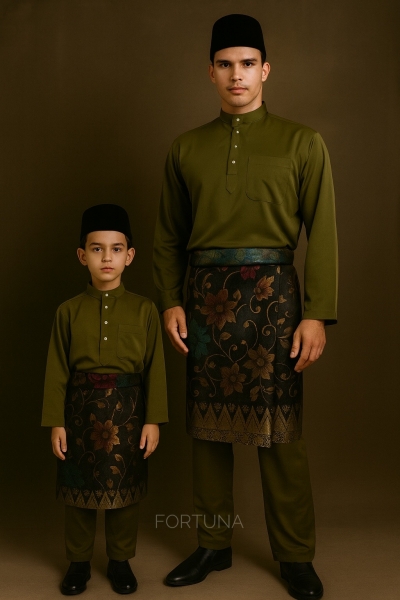 Baju Melayu Adam Adults (Olive Green)