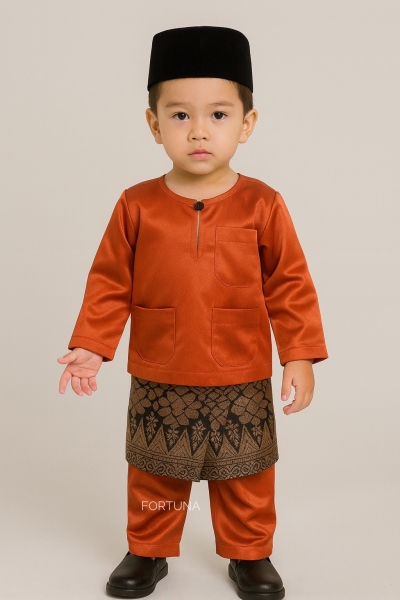Baju Melayu Muhammad Brick Orange