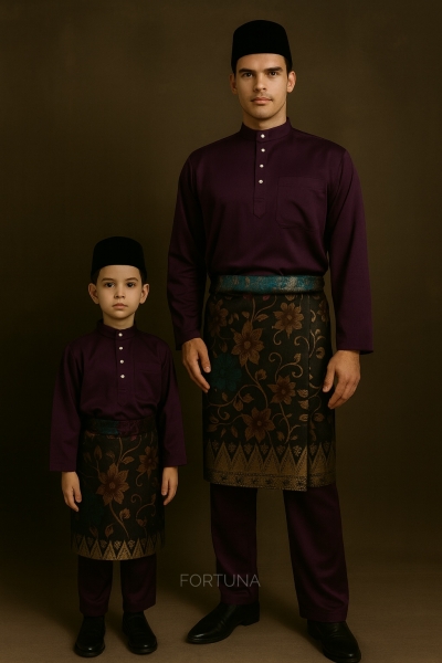 Baju Melayu Adam Kids - Dark Purple