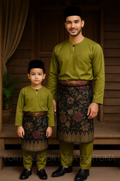 Baju Melayu Muhammad (ADULT) Olive Green