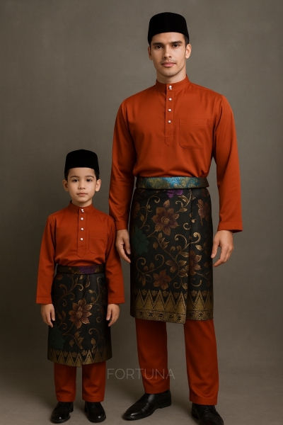 Baju Melayu Adam Adults (Brick Orange)