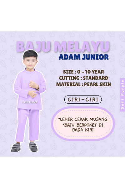 Baju Melayu Adam Kids - Soft Purple Baju Melayu Adam Kids - Soft Purple