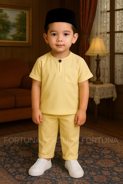 Baju Melayu Aidil - Soft Yellow