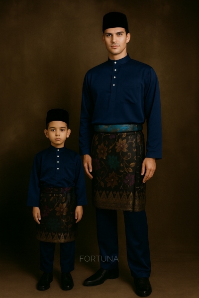 Baju Melayu Adam Adults (Navy Blue)