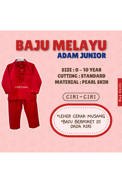 Baju Melayu Adam Kids - Red Chilli Baju Melayu Adam Kids - Red Chilli