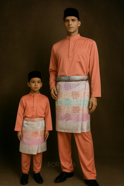 Baju Melayu Adam Adults (Peach)