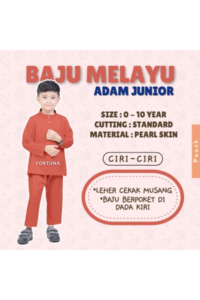 Baju Melayu Adam Kids - Peach Baju Melayu Adam Kids - Peach