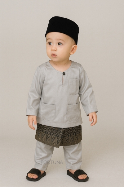 Baju Melayu Muhammad Soft Grey