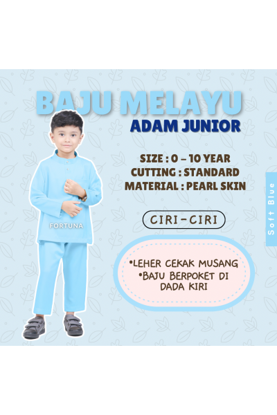 Baju Melayu Adam Kids - Soft Blue Baju Melayu Adam Kids - Soft Blue