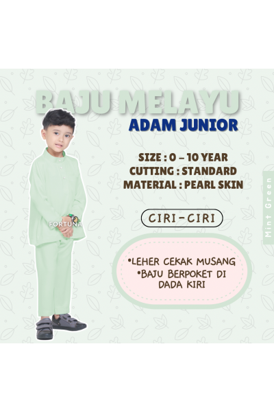 Baju Melayu Adam Kids - Mint Green Baju Melayu Adam Kids - Mint Green