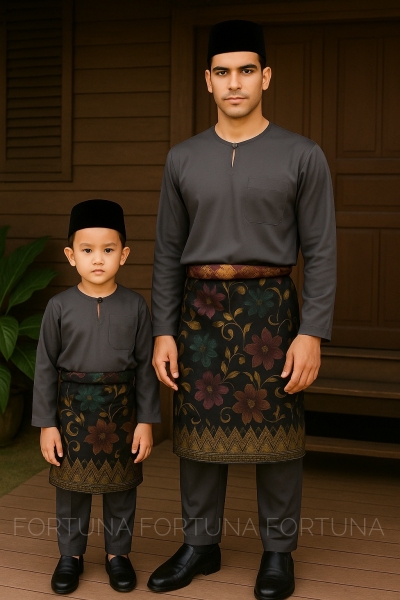 Baju Melayu Muhammad (ADULT) Dark Grey