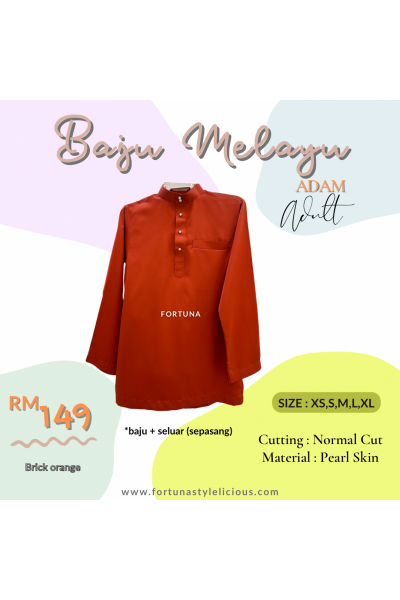 Baju Melayu Adam Adults (Brick Orange) Baju Melayu Adam Adults (Brick Orange)