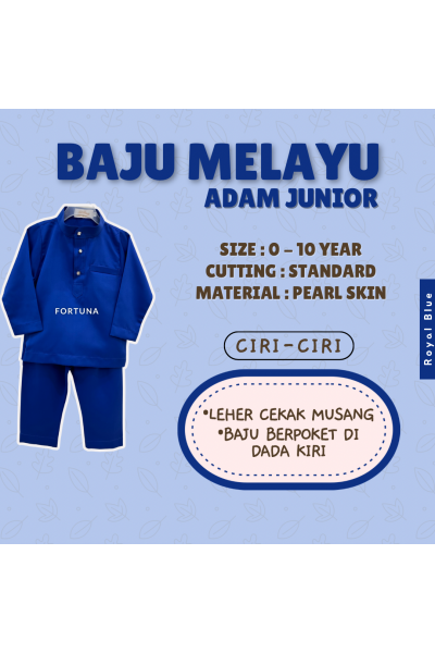 Baju Melayu Adam Kids - Royal Blue Baju Melayu Adam Kids - Royal Blue