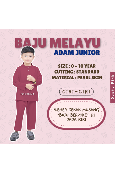 Baju Melayu Adam Kids - Dusty Pink Baju Melayu Adam Kids - Dusty Pink