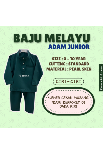 Baju Melayu Adam Kids - Emerald Green Baju Melayu Adam Kids - Emerald Green