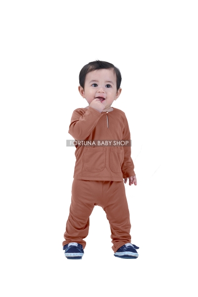 Baju Melayu Lycra - Cinnamon Brown Baju Melayu Lycra - Cinnamon Brown