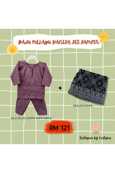 Baju Melayu Danish Dusty Purple + Sampin NE Black Silver