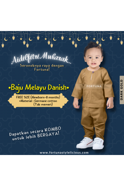 Baju Melayu Danish Dark Gold