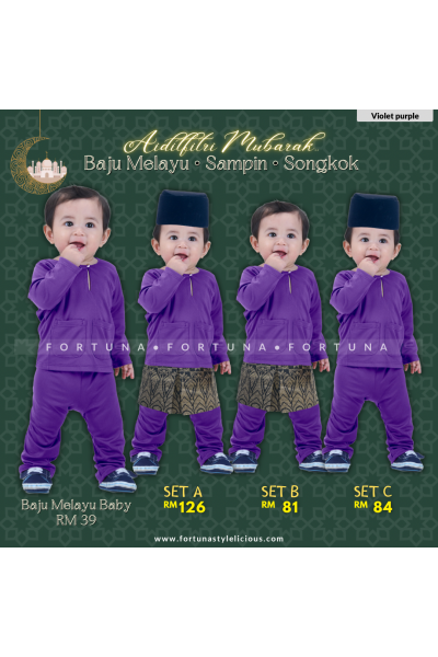 Baju Melayu Lycra - Violet Purple Baju Melayu Lycra - Violet Purple