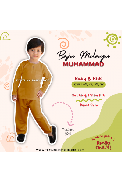 Baju Melayu Muhammad Mustard Gold Baju Melayu Muhammad Mustard Gold