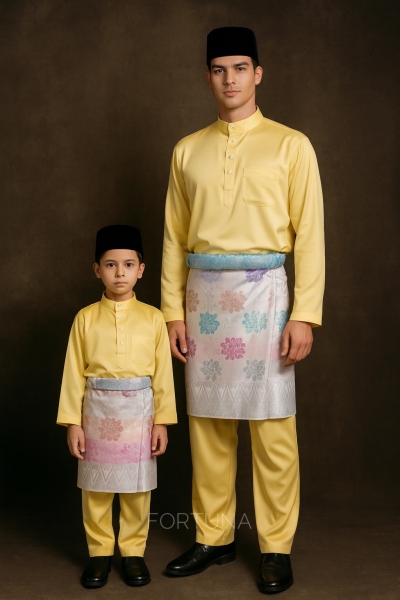 Baju Melayu Adam Kids - Soft Yellow