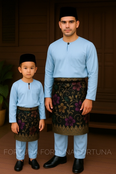 Baju Melayu Muhammad (ADULT) Soft Blue / Sky Blue