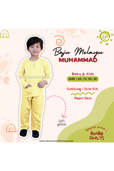 Baju Melayu Muhammad Soft Yellow Baju Melayu Muhammad Soft Yellow