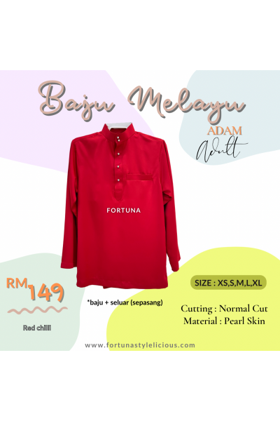 Baju Melayu Adam Adults (Red Chilli) Baju Melayu Adam Adults (Red Chilli)