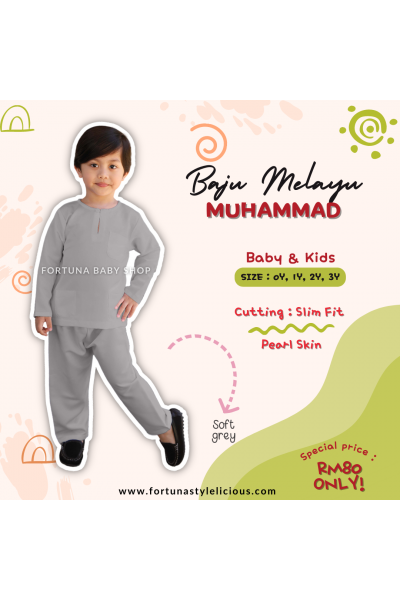 Baju Melayu Muhammad Soft Grey Baju Melayu Muhammad Soft Grey