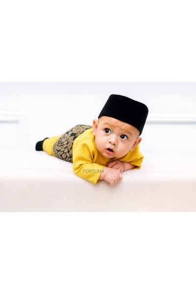 Baju Melayu Danish Mustard + Sampin NE Black Gold