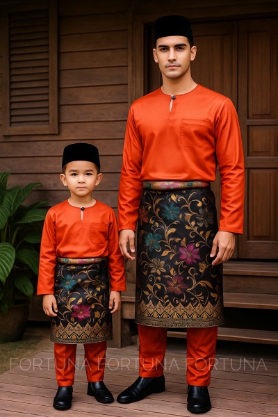 Baju Melayu Muhammad (ADULT) Brick Orange