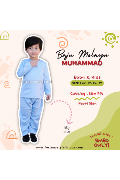 Baju Melayu Muhammad Sky Blue Baju Melayu Muhammad Sky Blue