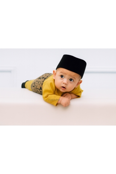 Baju Melayu Danish Dark Gold + Sampin NE Black Gold