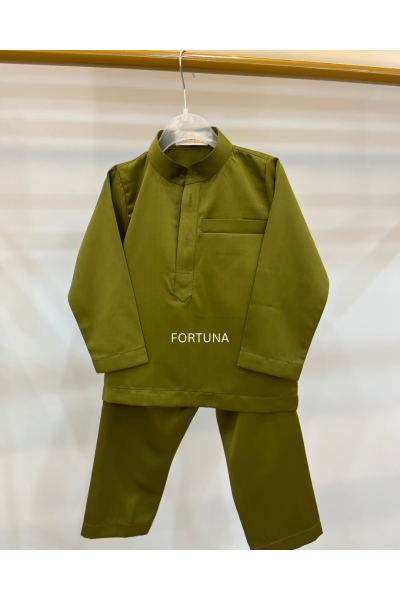 Baju Melayu Adam Kids - Olive Green Baju Melayu Adam Kids - Olive Green