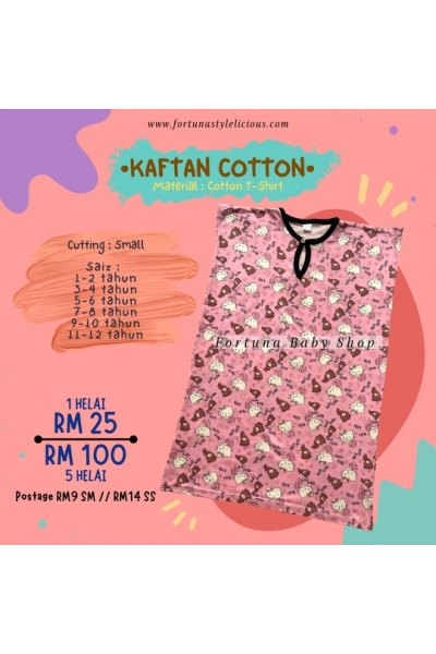 Kaftan Cotton Hello Kitty (Soft Pink)