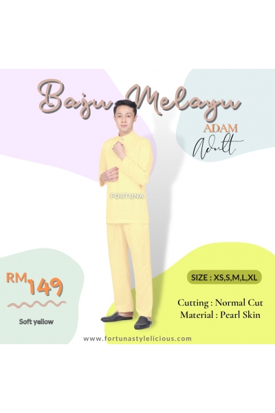 Baju Melayu Adam Adults (Soft Yellow) Baju Melayu Adam Adults (Soft Yellow)