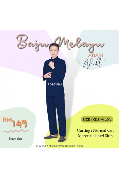 Baju Melayu Adam Adults (Navy Blue) Baju Melayu Adam Adults (Navy Blue)