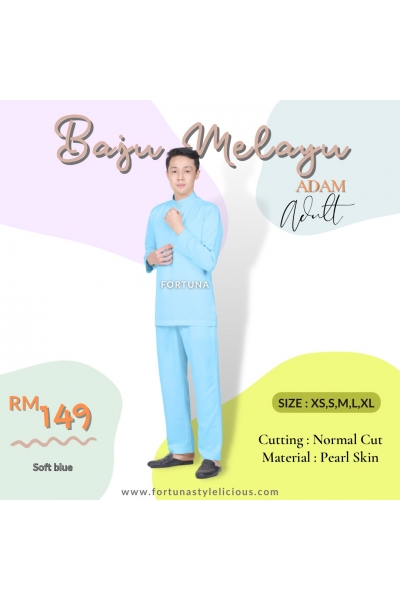 Baju Melayu Adam Adults (Soft Blue) Baju Melayu Adam Adults (Soft Blue)