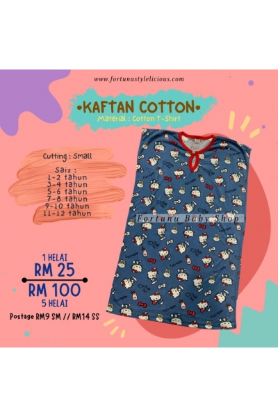 Kaftan Cotton HELLO KITTY (DARK DUSTY BLUE)