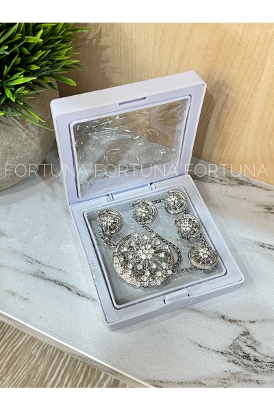 Butang Bulan Bintang berantai (silver)