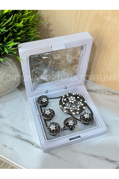 Butang Bulan Bintang berantai (black)