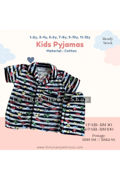 Pyjamas colourful car (white navy) Pyjamas colourful car (white navy)