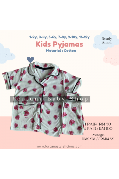 Pyjamas Pink Strawberry (white)