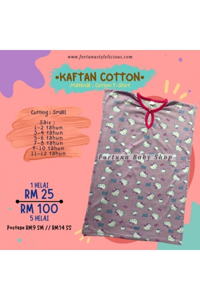 Kaftan Cotton Hello Kitty (Dusty Purple)