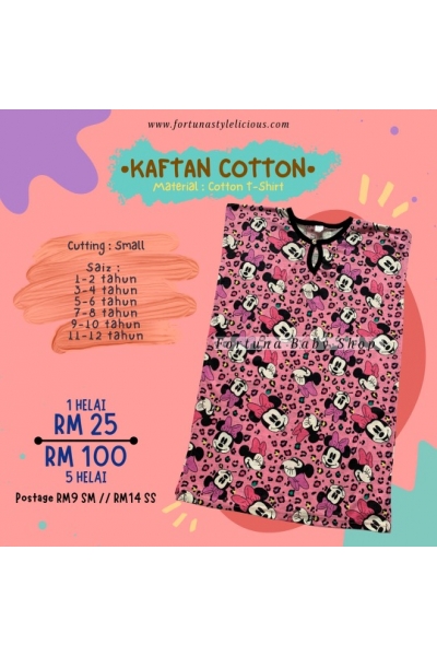 Kaftan Cotton Colorful Mini Mouse (Sweet Pink)