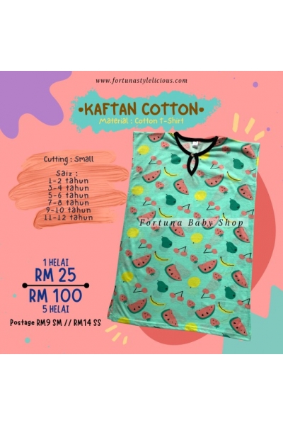 Kaftan Cotton Fruits (MInt Green)