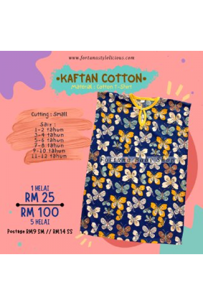 Kaftan Cotton Big BUTTERFLY (Navy Blue)